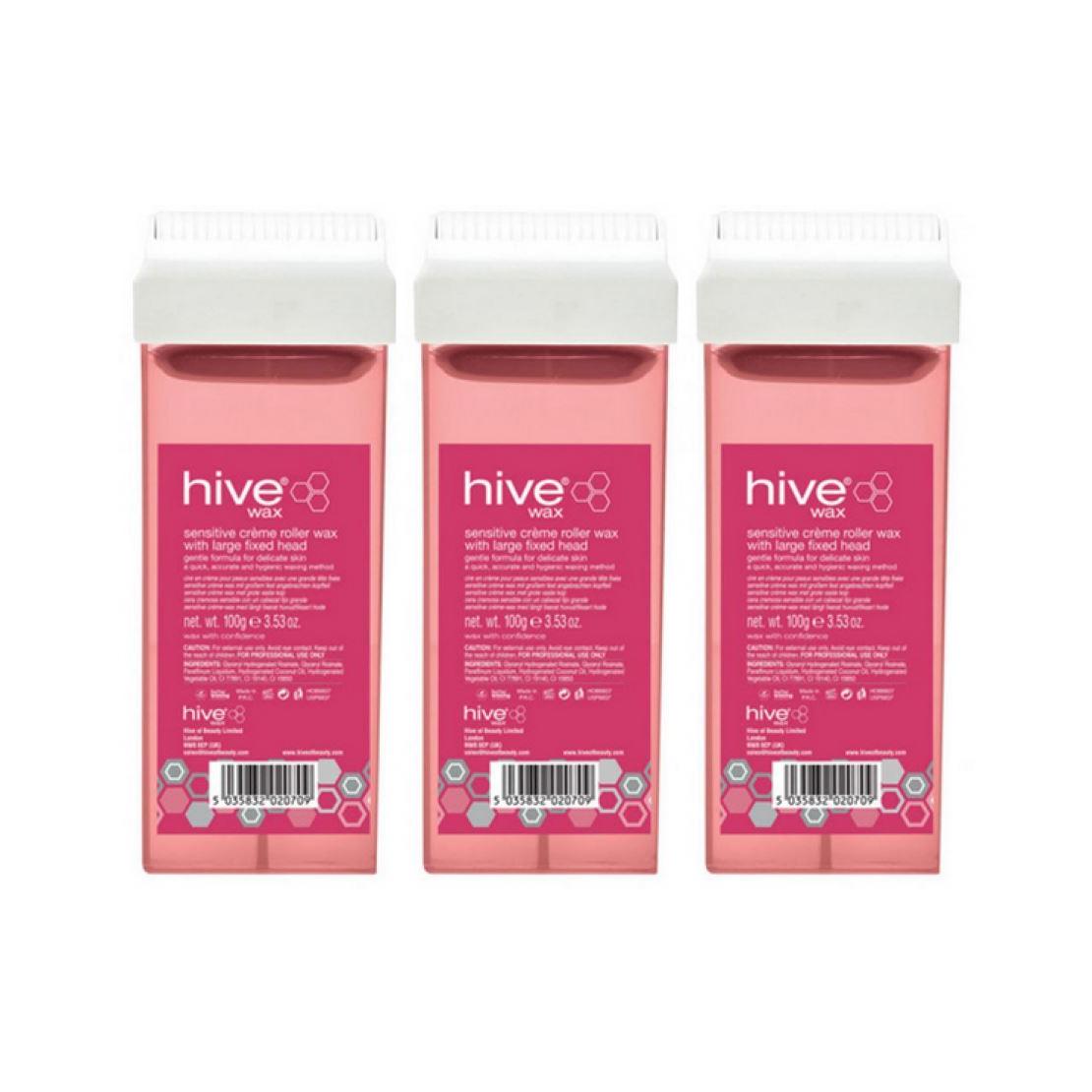Hive of Beauty 100g Sensitive Roller Wax Cartridge Fitted Head x 3