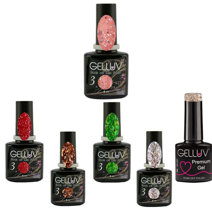 Gelluv Soak Off Gel Nail Polish All that Glitters Range - 8ml Bottles