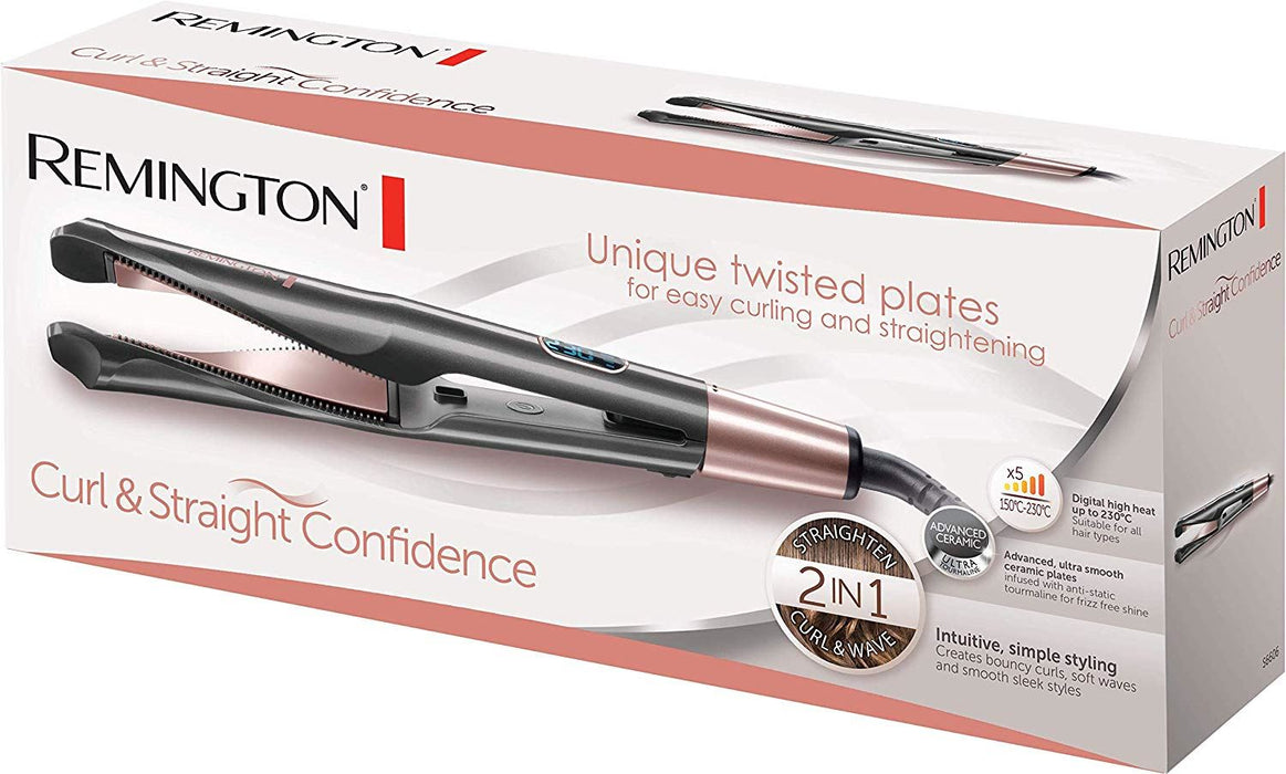 Lisseur et bigoudi 2 en 1 Curl and Straight Confidence de Remington - Céramique