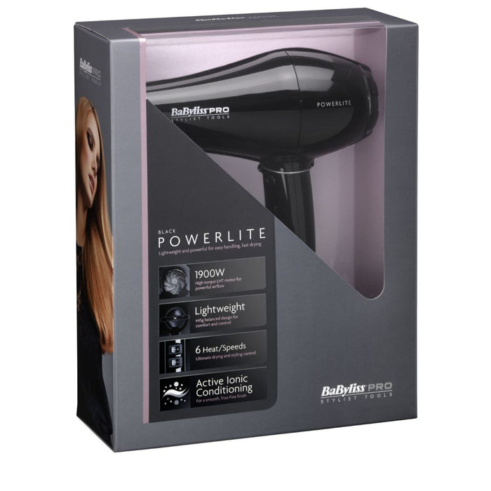 Babyliss Pro Black Powerlite Lightweight & Powerful Tourmaline Hair Dryer