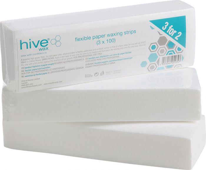 Bandes d'épilation en papier flexibles Hive Of Beauty (100), paquet de 3 pour 2