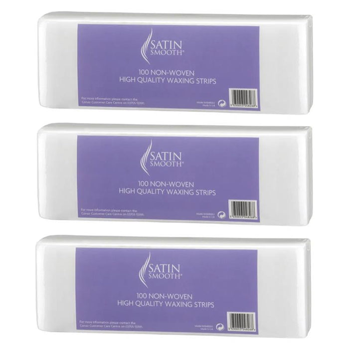Satin Smooth Waxing 100 Non Woven Wax Removal Strips x 3