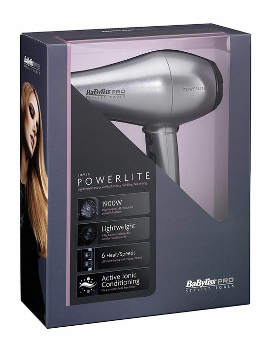 Babyliss Pro Powerlite Hair Dryer 1900W Lightweight Active Ionic