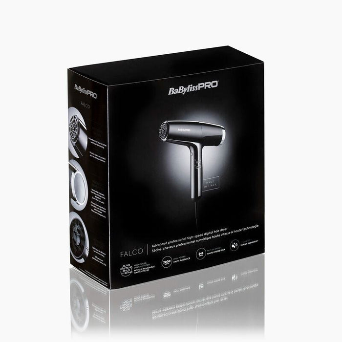 BaByliss Pro Falco Digital Hair Dryer 2000W Professional Fast Drying Nozzle Black/Silver