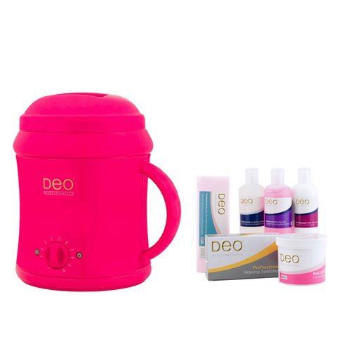 DEO 1000cc Kit de démarrage pour chauffe-cire pour épilation à la cire - Rose