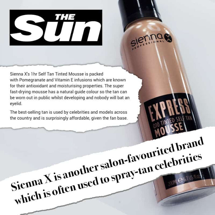 Sienna X Express Q10 Tinted Self Tan Mousse Absorbs Instantly