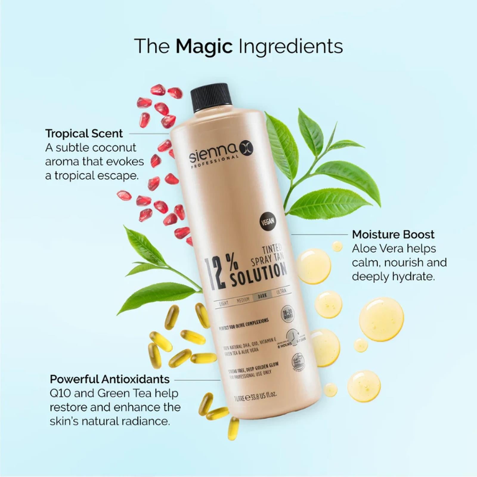 Sienna X 12% Spray Tan Solution Professional Medium Dark Tanning Formula 1 Litre