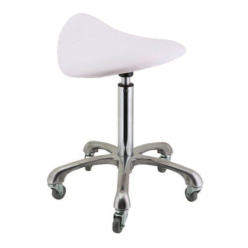 Tabouret de selle DEO pour salon et spa - Blanc - Ajustable - 46 x 62 cm