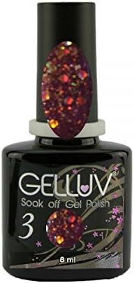 Gelluv Vernis à ongles Winter Rose Collection UV LED Soak Off Gel 8 ml – Rouge pailleté