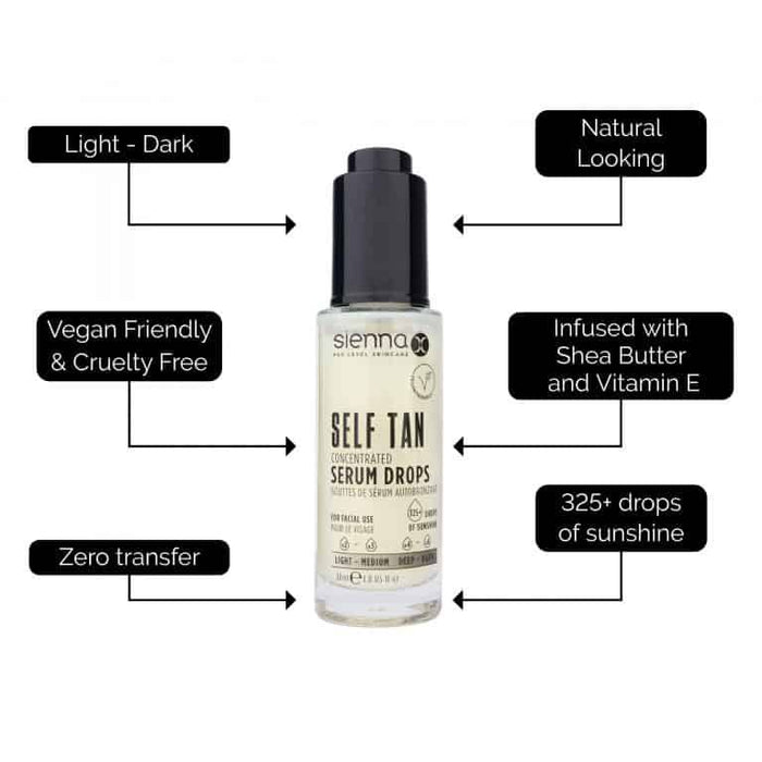 Sienna X Self Tan Drops Concentrated Serum Professional Finish 30ml