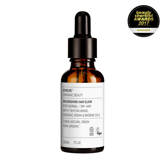 Evolve Beauty Organic Nourishing Hair Elixir With Argan & Baobarb 30ml