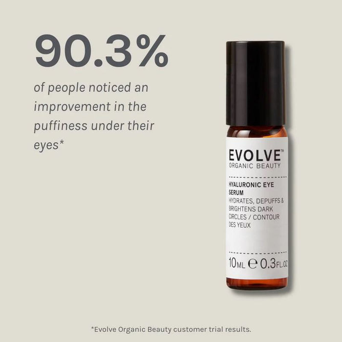 Evolve Beauty Organic Hyaluronic Eye Serum Brightens Dark Circles 30ml