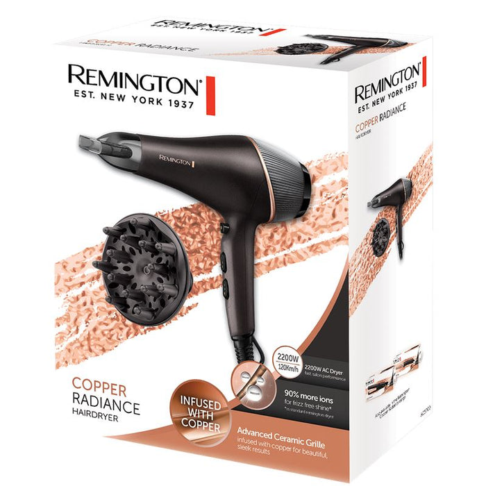 Remington AC Hair Dryer | Copper Radiance | 2200W |Diffuser