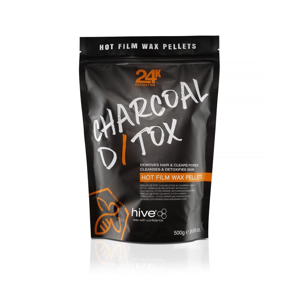 Hive of Beauty Hot Film Wax Pellet - 24k Charcoal Detox 500g x 3