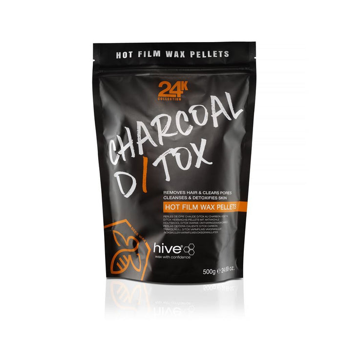 Hive Of Beauty Hot Film Wax Pellet - 24k Charcoal Detox 500g x 3