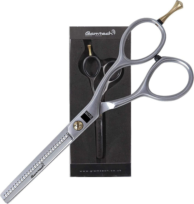 Glamtech Evo Steel/Black Scissors Barbers Stylists And Hairdressing