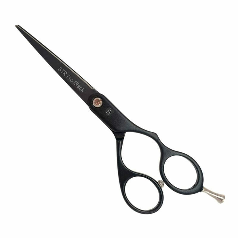 STR 5.5" Pro Black Offset Hairdressing Scissors - Titanium Coated