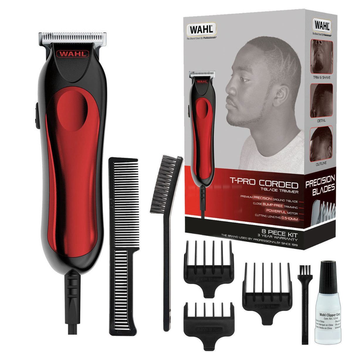 Wahl 9307-5317 T-Pro Corded Hair Clipper Trimmer for Detailing Outlining Shaving