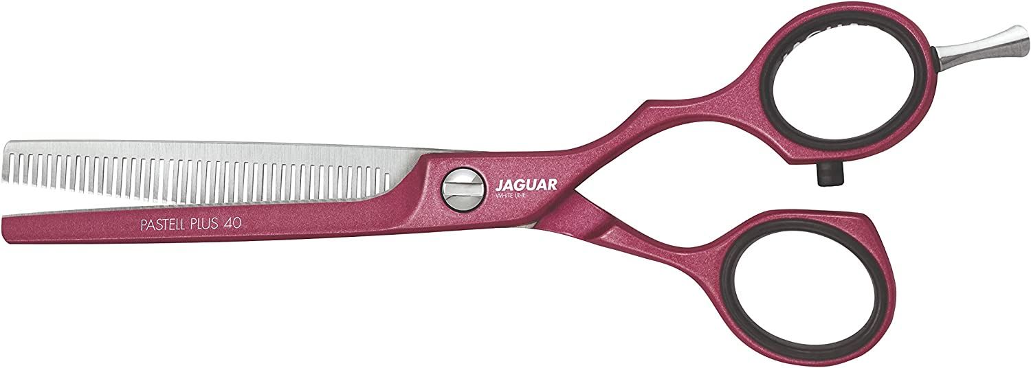 Ciseaux amincissants décalés de coiffure Jaguar Pastell Plus Berry de 5,5 pouces
