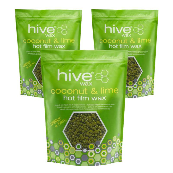 Hive Of Beauty Hot Film Wax Pellets - Coconut & Lime 700g x 3