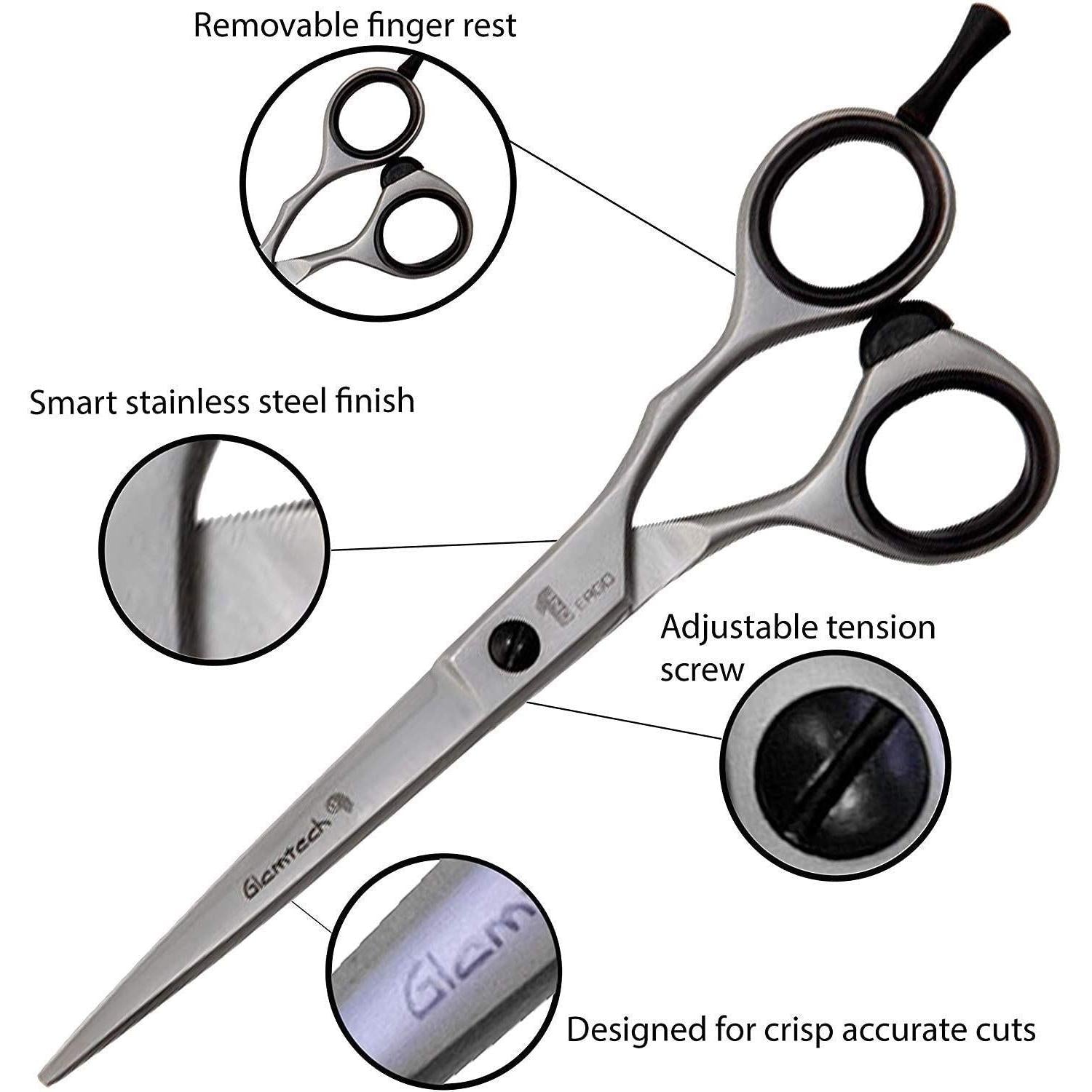 Glamtech One Ergo Barber Hairdressing Scissors in Stainless - 5 inch