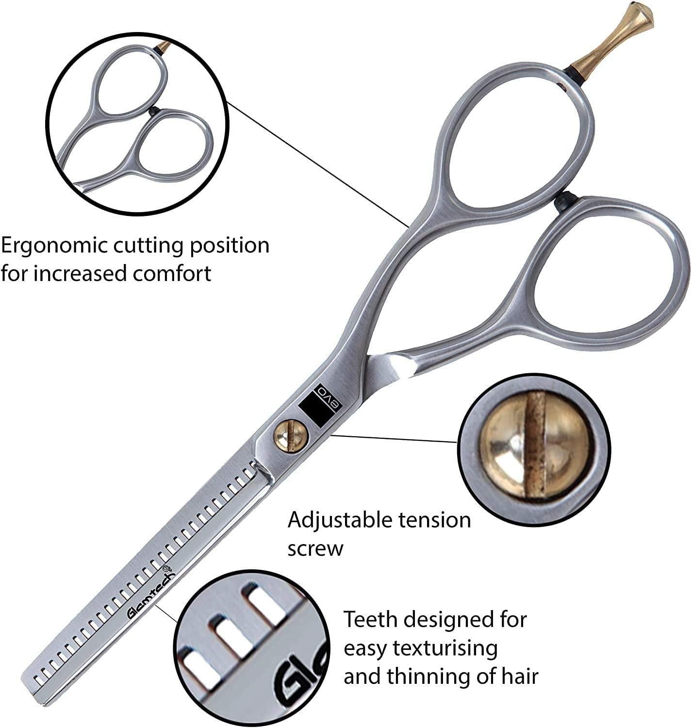 Glamtech Ciseaux amincissants professionnels 5,5 pouces Salon de coiffure Toilettage