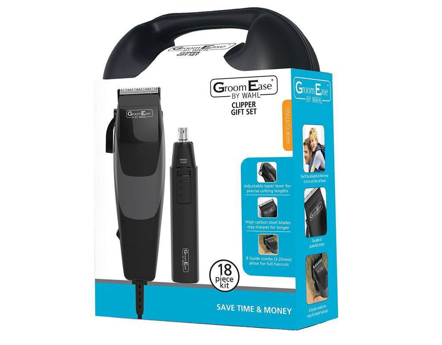 Wahl 79449-317 GroomEase Mens Carbon Steel Hair Clipper & Nose Trimmer Gift Set