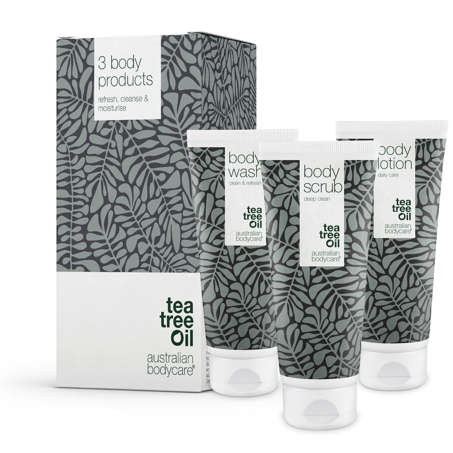 Australian Bodycare Body Scrub Lotion Wash Kit Tea Tree Oil Daily Skincare Set of 3