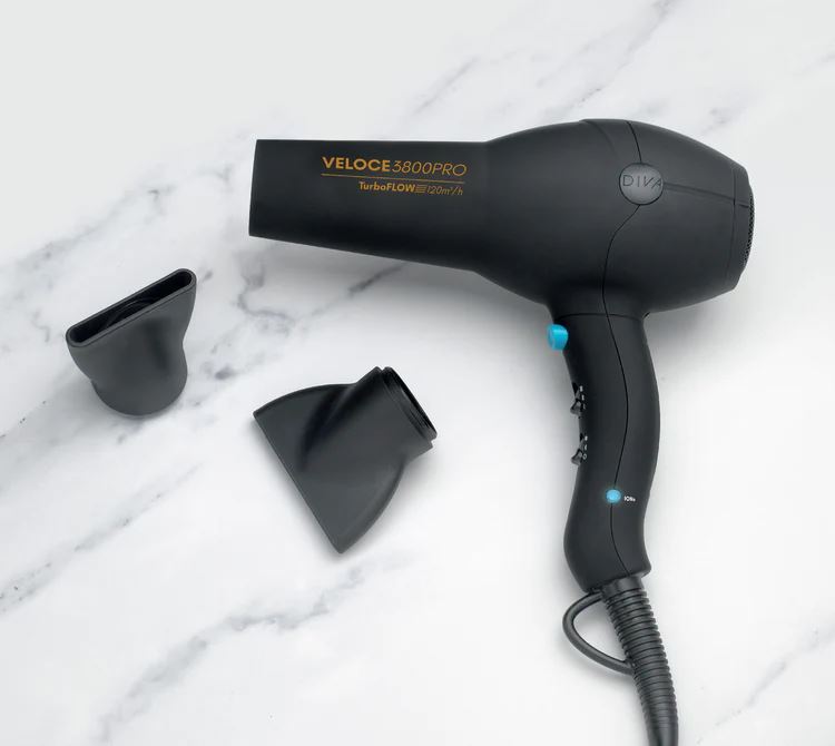 Diva Pro Veloce 3800 Pro Hair Dryer Salon Performance - Black