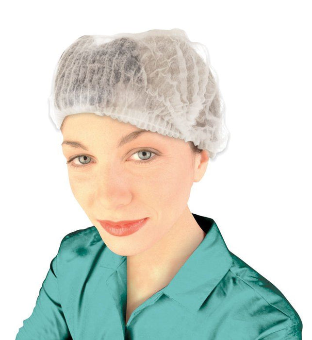 Deo Professional Elasticated Mob Caps - White - Pack of 50