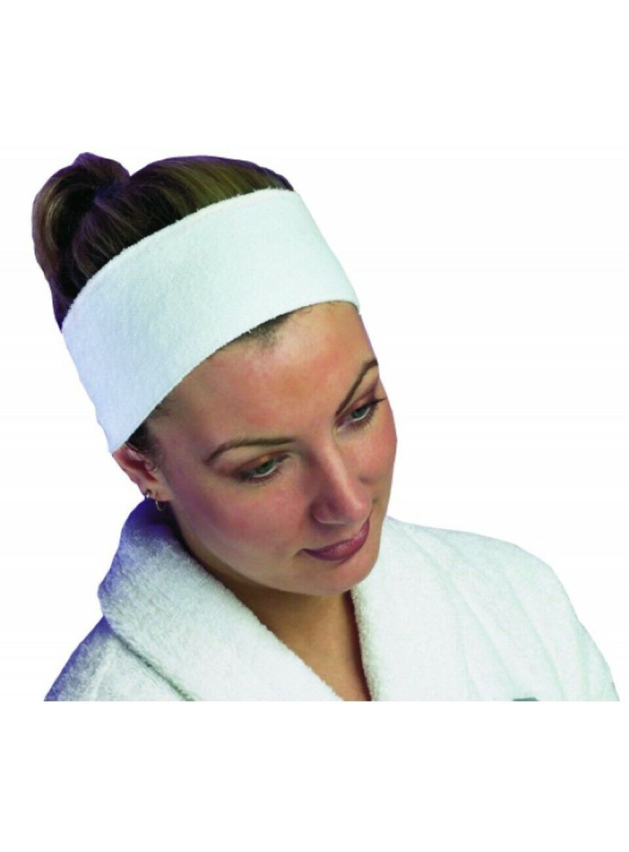 Hive of Beauty Velcro Fixing Towelling Headband - White
