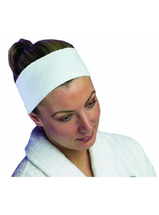 Hive Of Beauty Velcro Fixing Towelling Headband - White