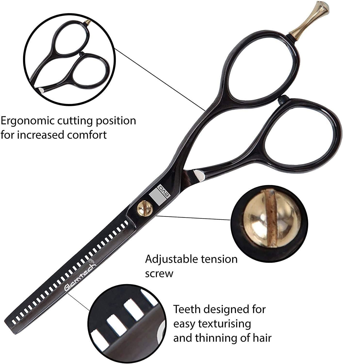 Glamtech Professional Thinning Scissor 5.5 Inches Barber Saloon - Black