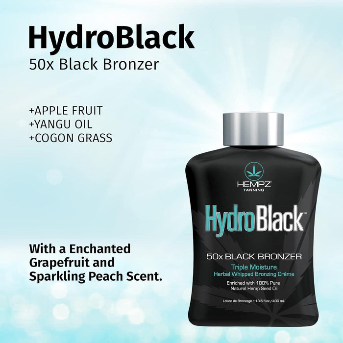 Hempz Hydro Black Lotion de bronzage 50x Noir Bronzer Triple Hydratation