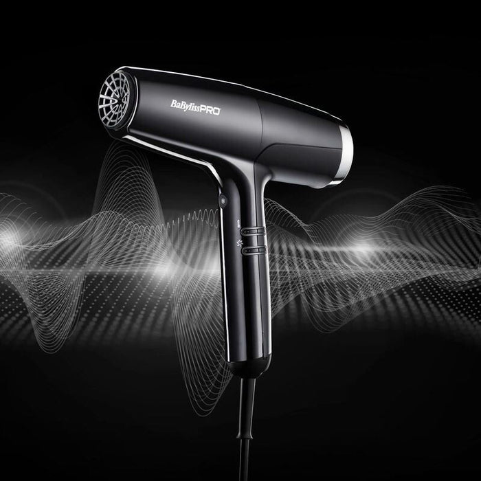 Sèche-cheveux numérique BaByliss Pro Falco 2000W, buse professionnelle à séchage rapide, noir/argent