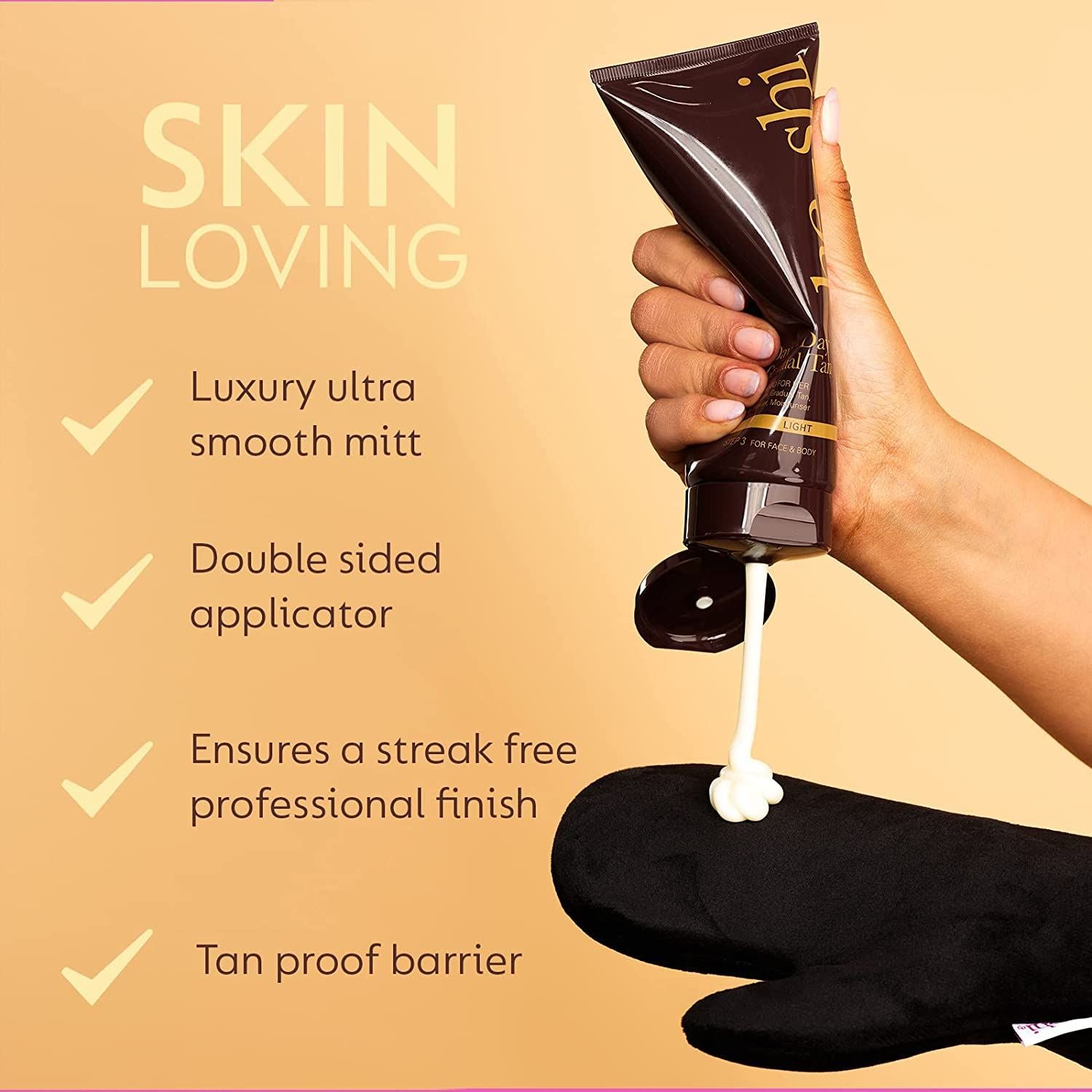 Gant de bronzage en velours de luxe He-Shi, applicateur de bronzage double face