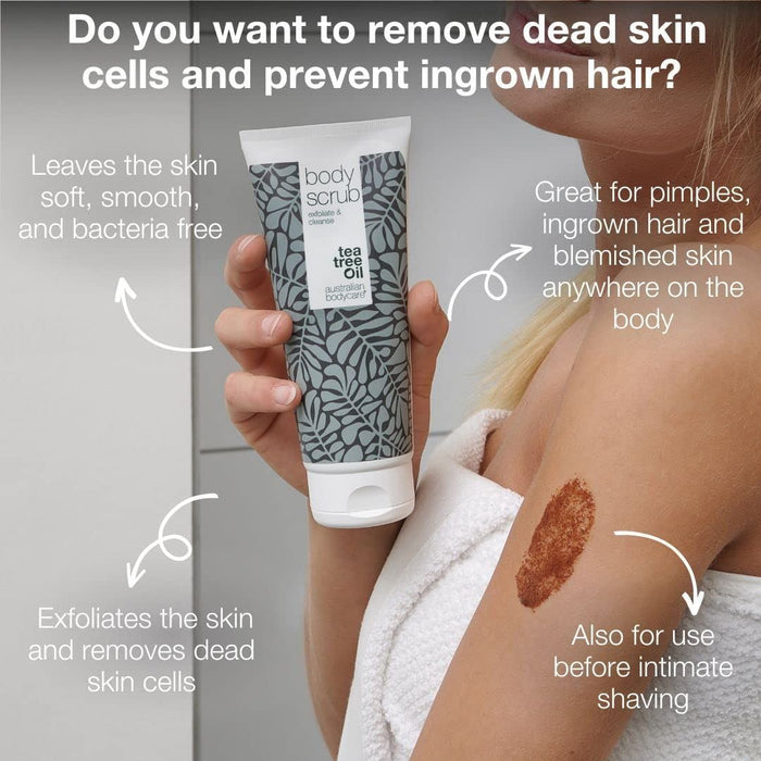 Australian Bodycare Tea Tree Oil Body Scrub Exfoliator for Hard Skin Pimples 200ML