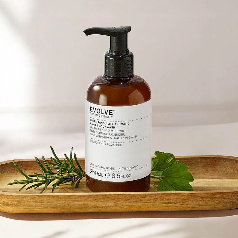 Evolve Beauty Organic Pure Tranquility Hand & Body Wash Cleanser 250ml
