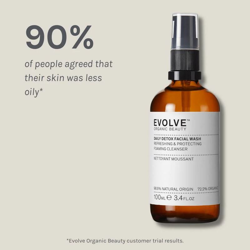 Evolve Beauty Organic Daily Detox Facial Wash Refreshing Cleanser 250ml