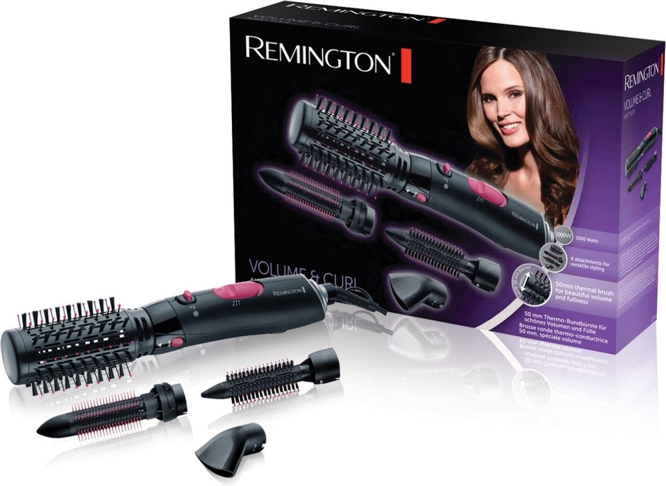 Remington AS7051 1000W Volume & Curl 5 In 1 Hot Air Styler Brush Curler Set