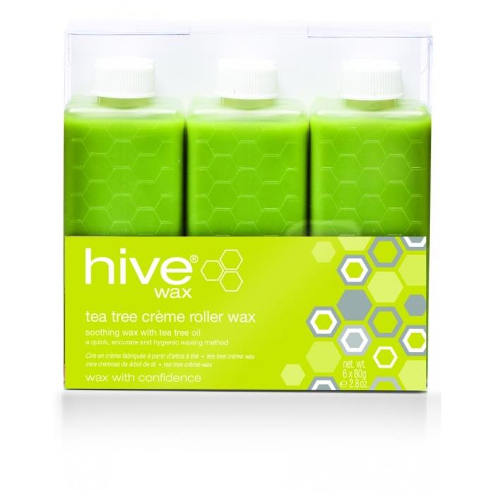 Hive of Beauty Waxing Tea Tree Creme Wax Roller Cartridge Hair Removal 80g 6 Pk