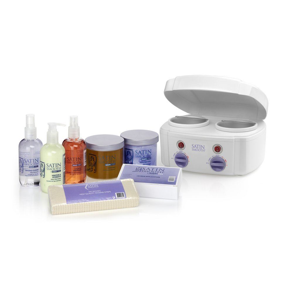 Satin Smooth Double Wax Heater Kit with Lotions & Accessories