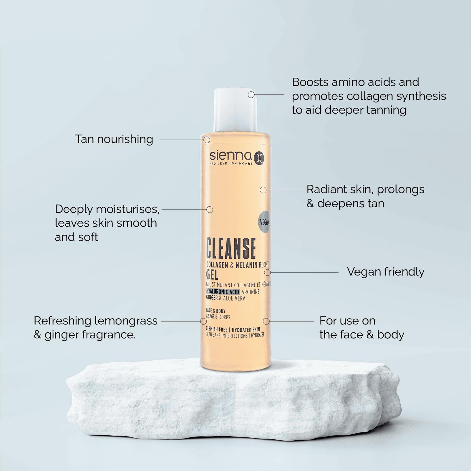 Sienna X Cleanse Collagen & Melanin Boosting Gel Wash Vegan Body Cleanser