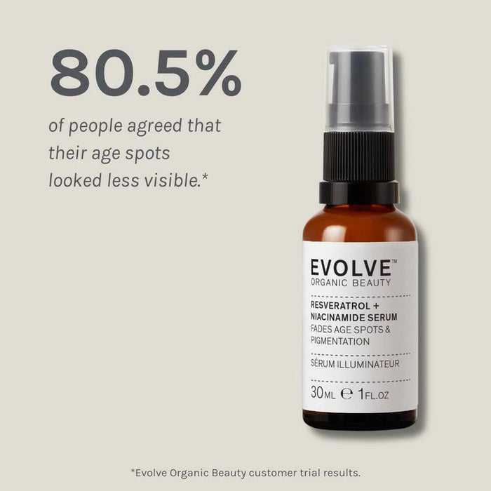 Evolve Beauty Organic Resveratrol + Niacinamide Serum Fades Age Spots 30ml