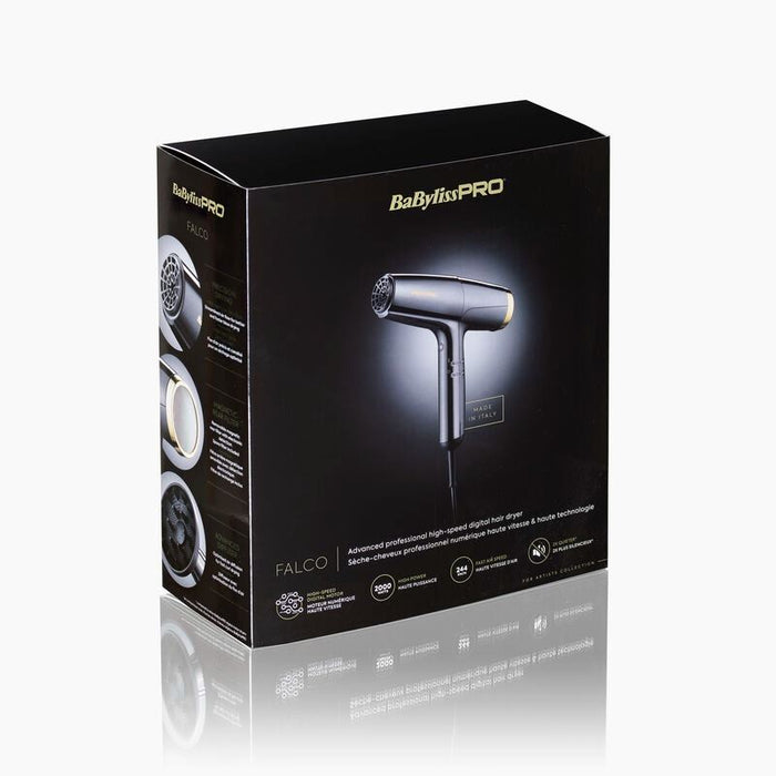 BaByliss Pro Falco Digital Hair Dryer 2000W Professional Fast Drying Nozzle Grey/Gold