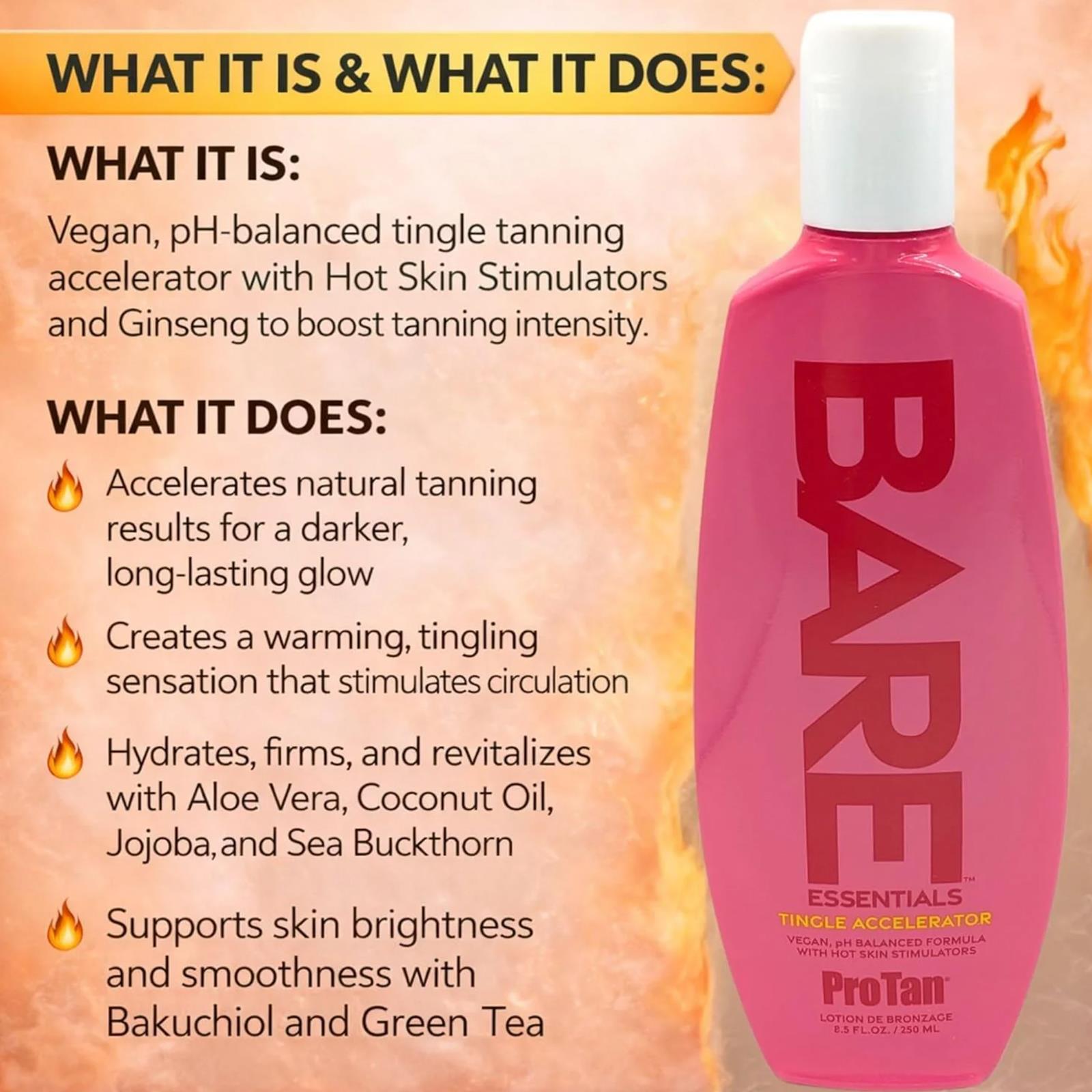 Pro Tan Bare Essentials Tingle Accelerator Heat Intensifier Tanning Lotion - 236ml