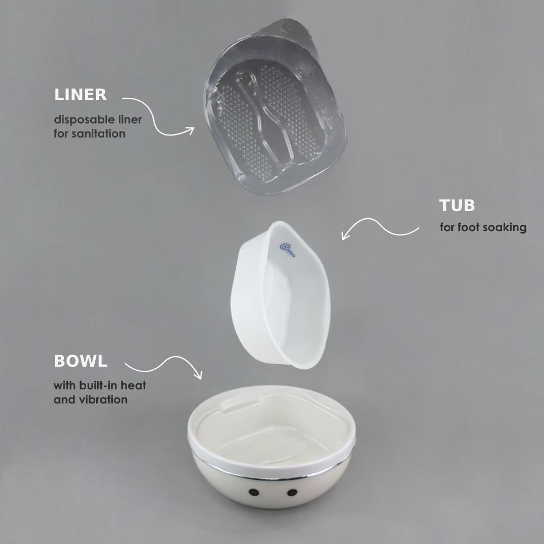 Belava Trio Foot Spa Pearl White with 20 Liners – Heated Pedicure Spa Bowl