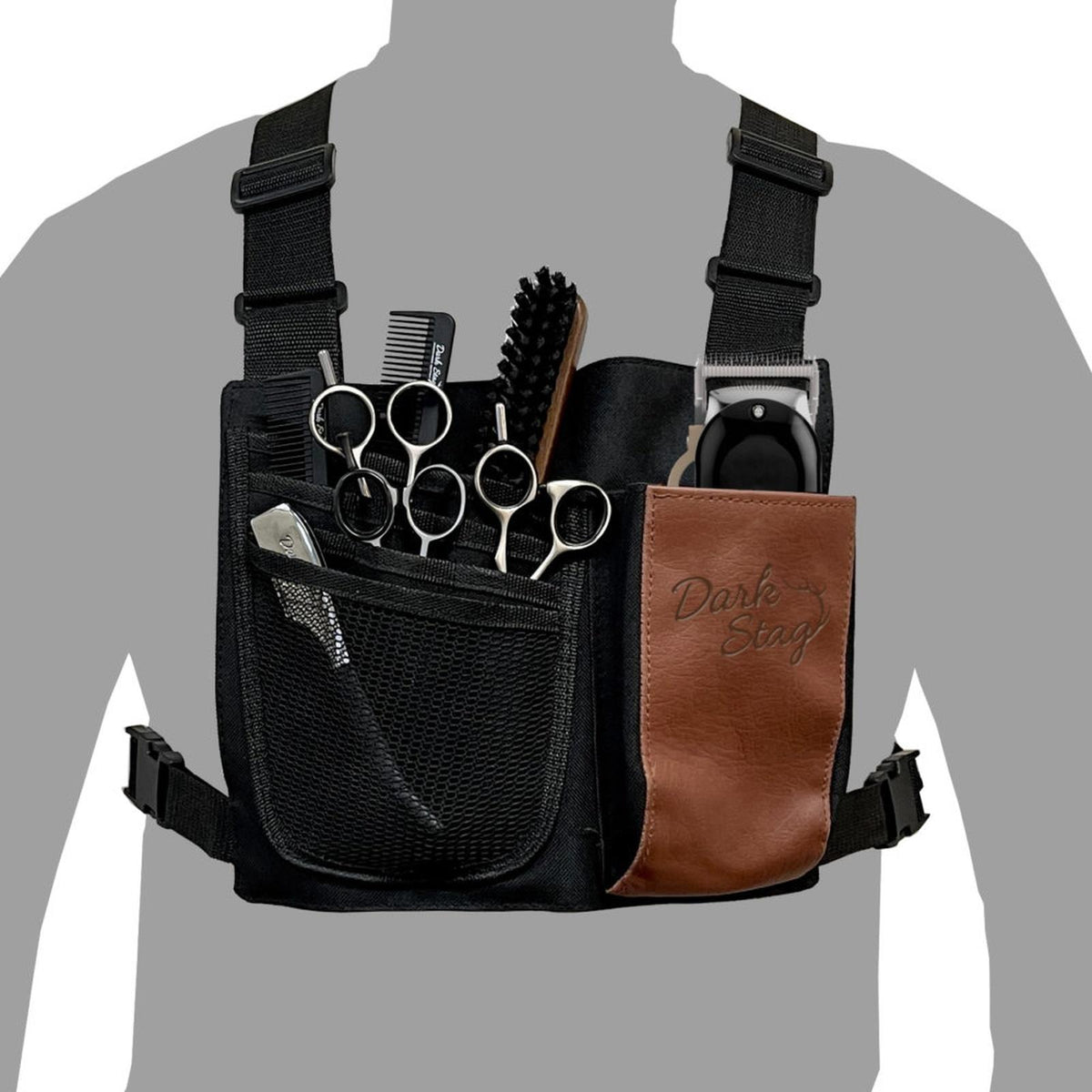 Dark Stag Barber Chest Holster Adjustable Straps, Tool Pockets & Quick Release