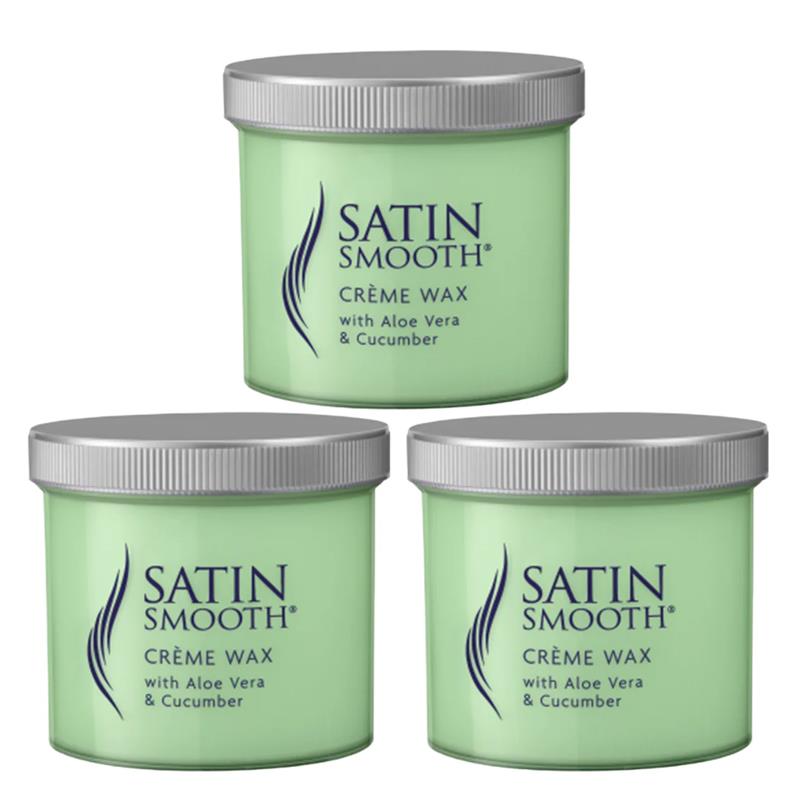 Satin Smooth Green Creme Wax Lotion Aloe Vera & Cucumber 425g x 3
