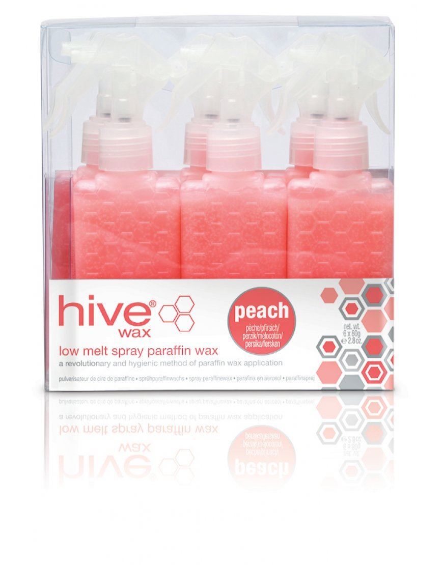 Hive of Beauty Peach Spray Paraffin Wax Spray Catridges 80g (6)